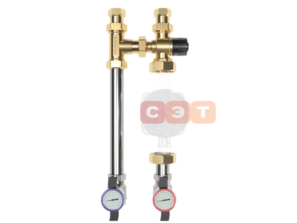 NGSS-20CTS (нерж., ¾″, 90 мм, термостатический смеситель KVs 2.5, 35-60°С)